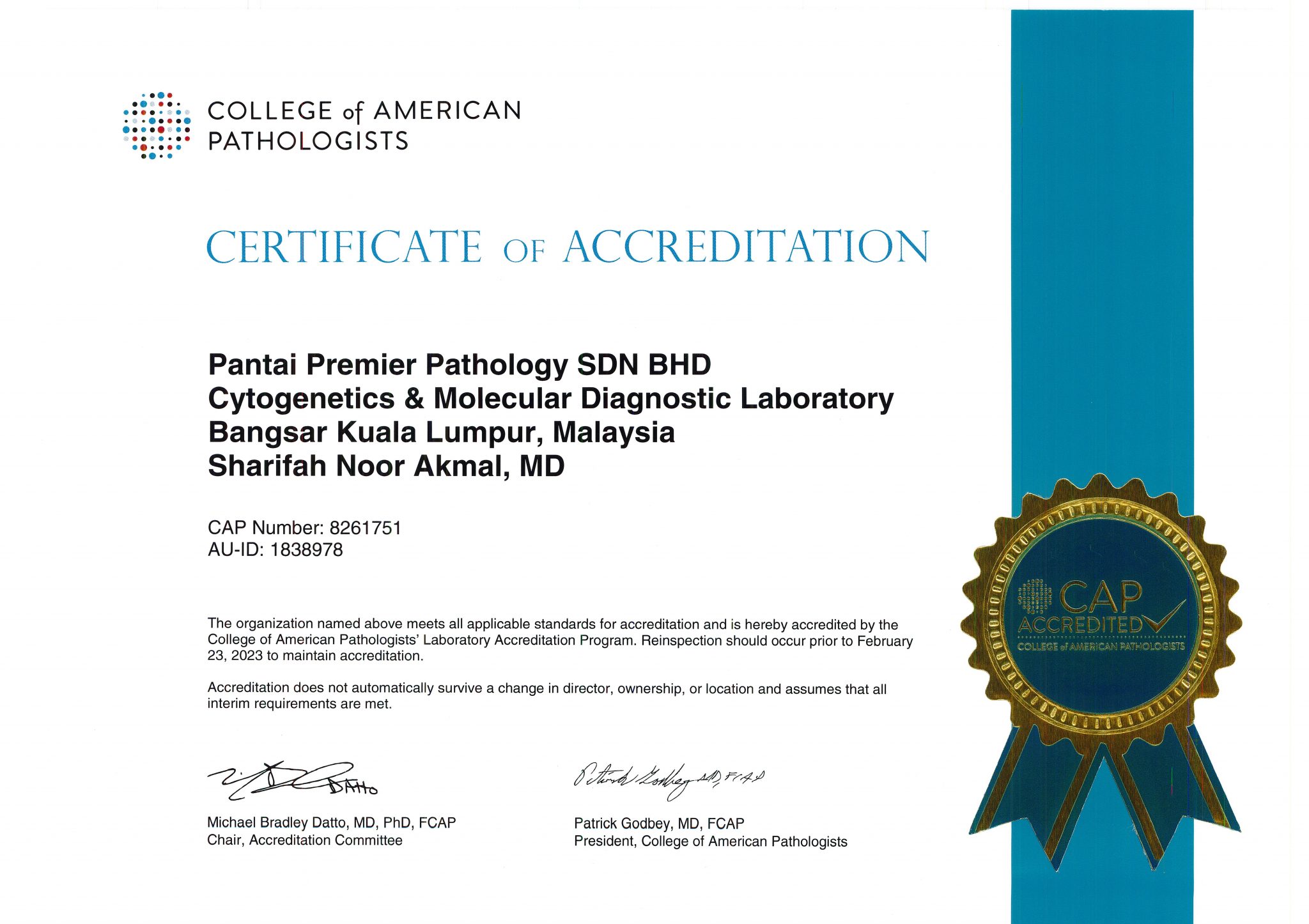 Quality and Accreditation Premier Integrated Labs