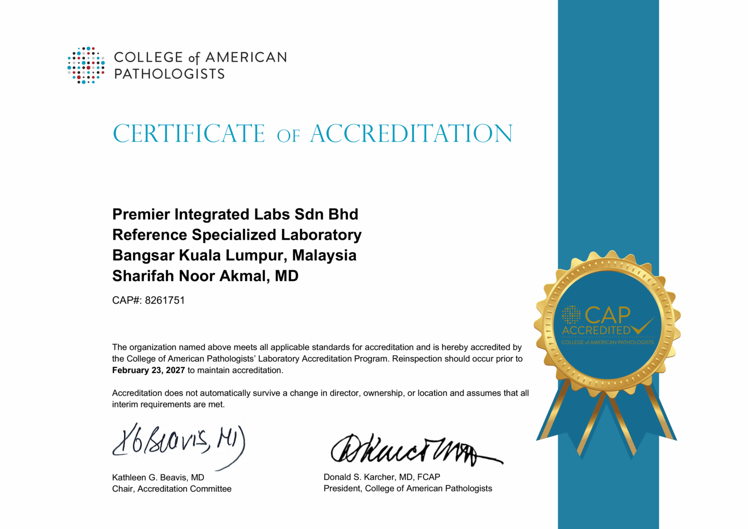 Quality and Accreditation – Premier Integrated Labs